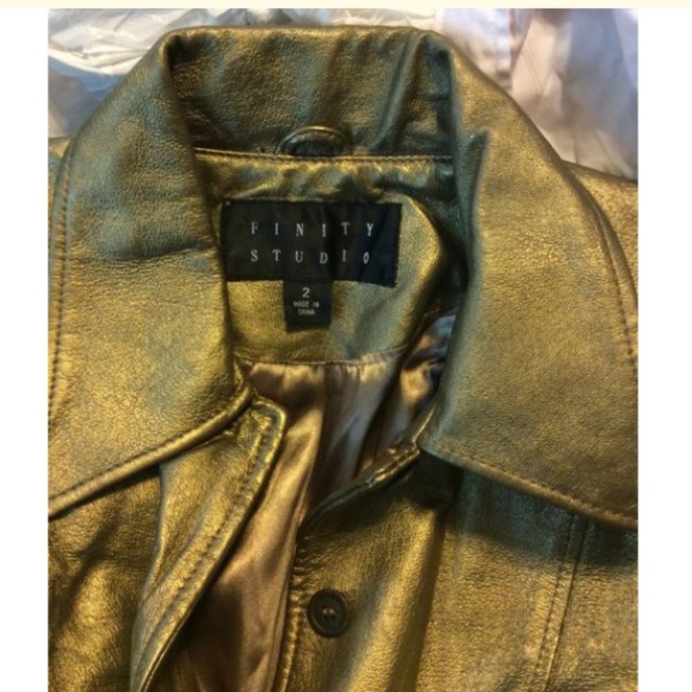 Finity Studio Gold Leather Jacket - Picture 4 of 7